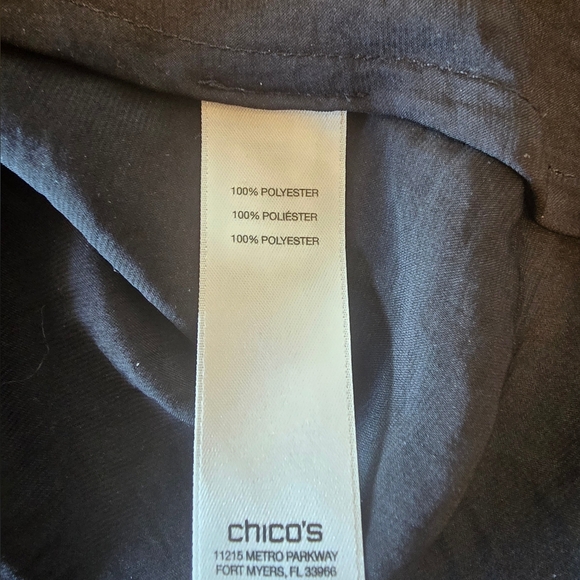 Chico's Assymetrical Layered Black Satin 3/4 Sleeve Tunic Top L - Picture 7 of 8